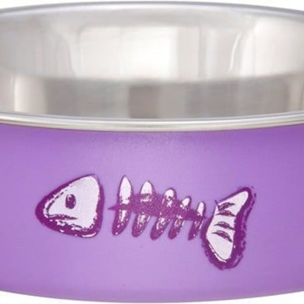 Loving Pets Fish Bella Bowl for Cat, X-Small, Lilac Fish Skeleton - New